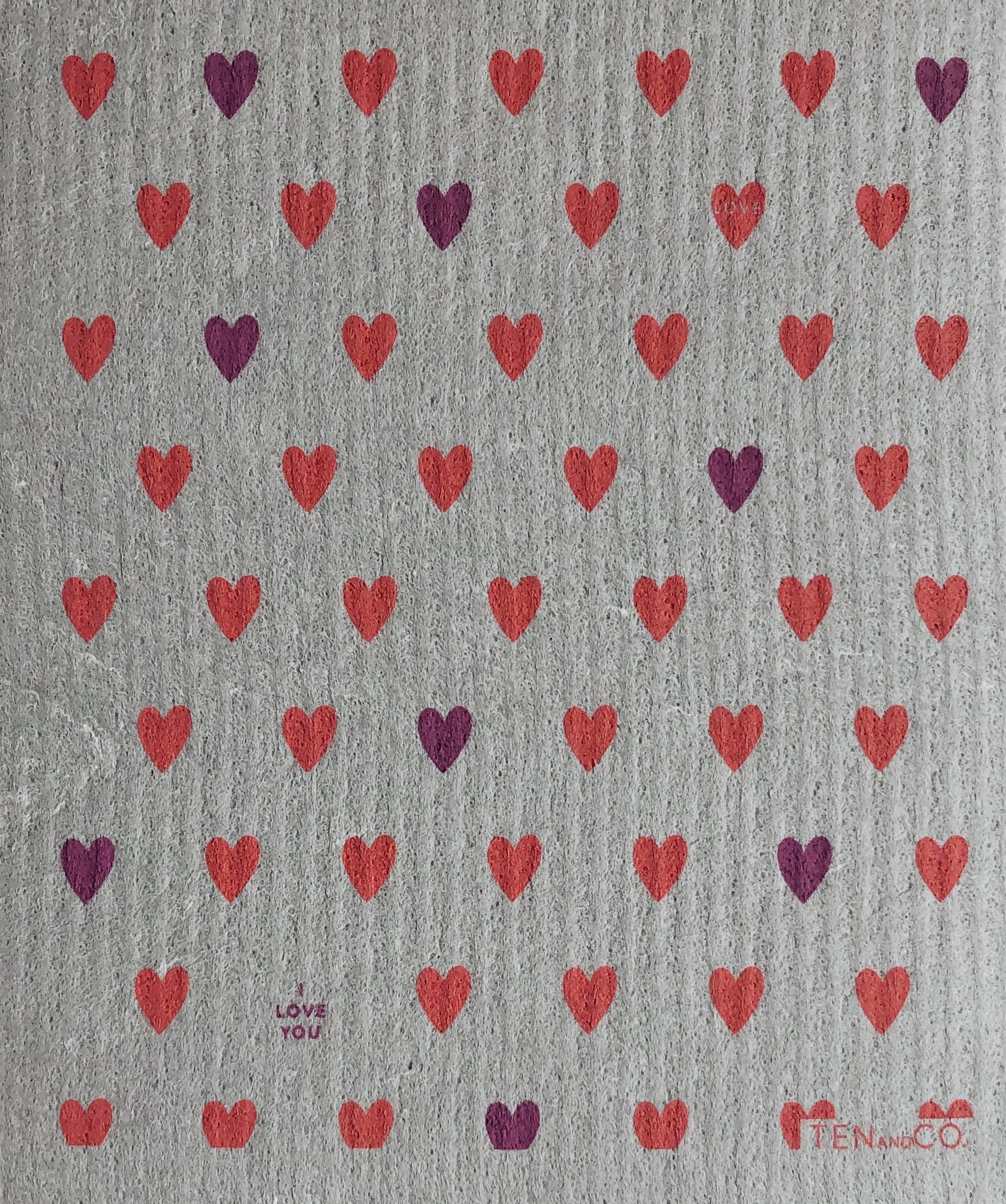 Tiny Hearts Coral Sponge Cloth