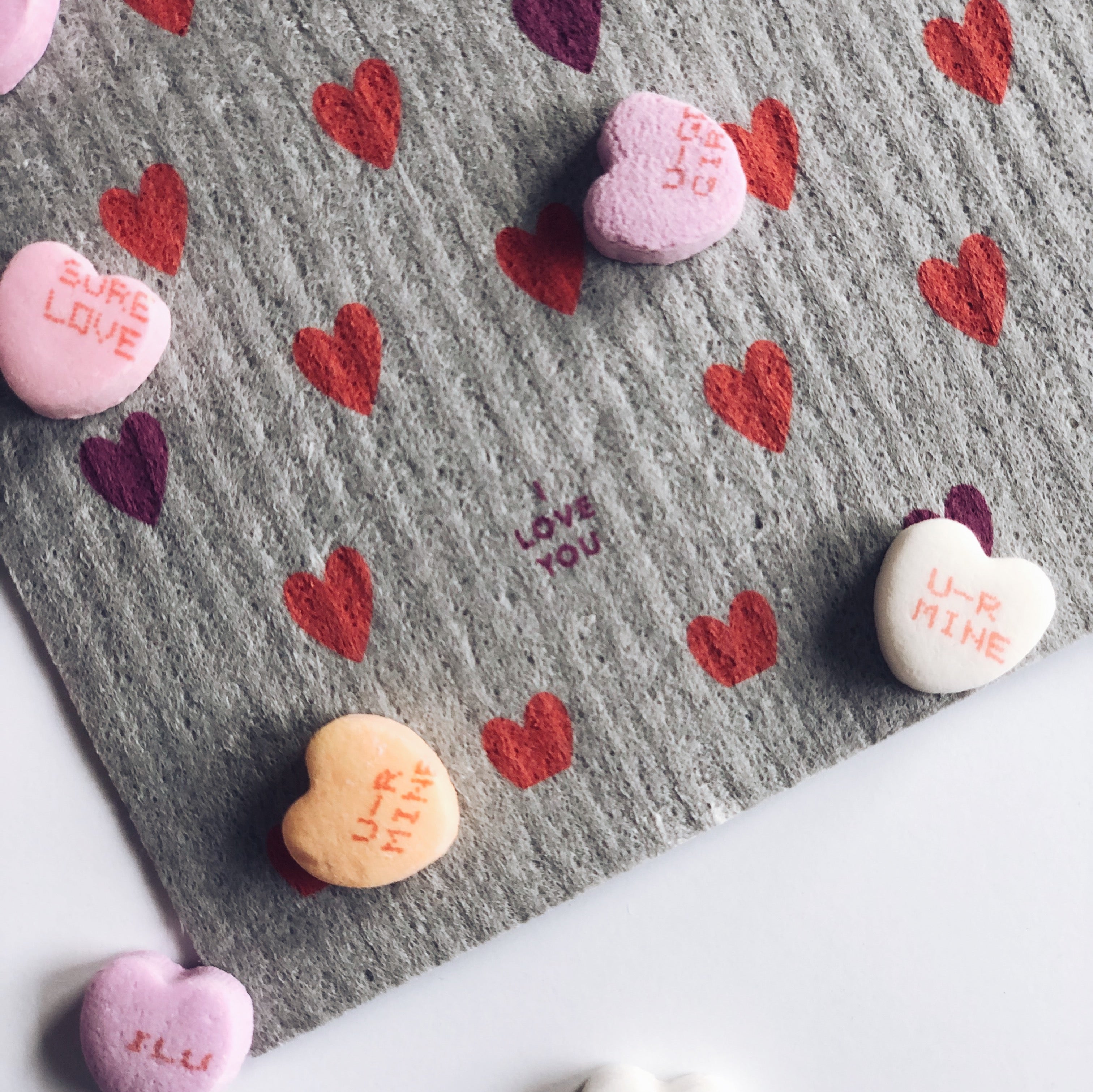 Tiny Hearts Coral Sponge Cloth