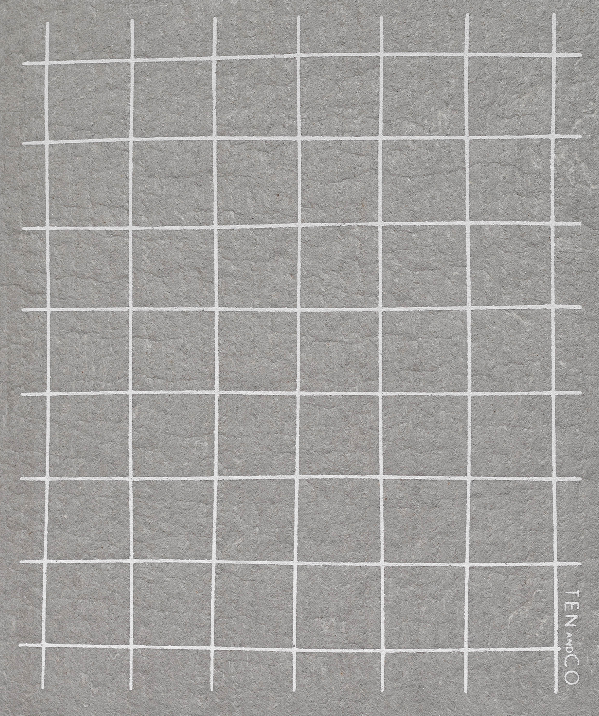 Grid White on Grey Sponge Cloth